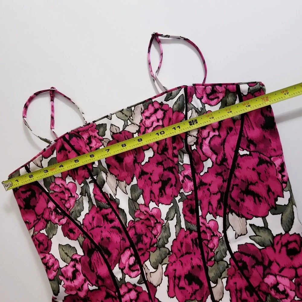 White House Black Market Pink Floral Peplum Corset Top - Picture 5 of 6